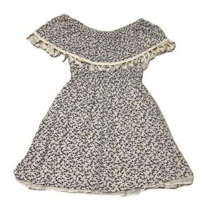 Women’s PAPER CRANE, Sleeveless, On/Off Shoulder Shirt Dress, Blue/White, Small